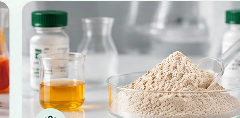 Ingredientes en polvo y materiales de formulación en laboratorio