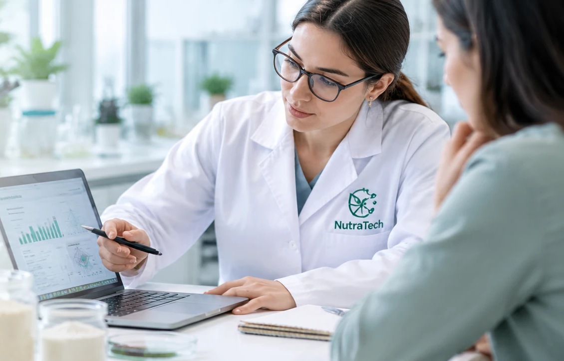 Especialista explicando resultados durante una asesoría